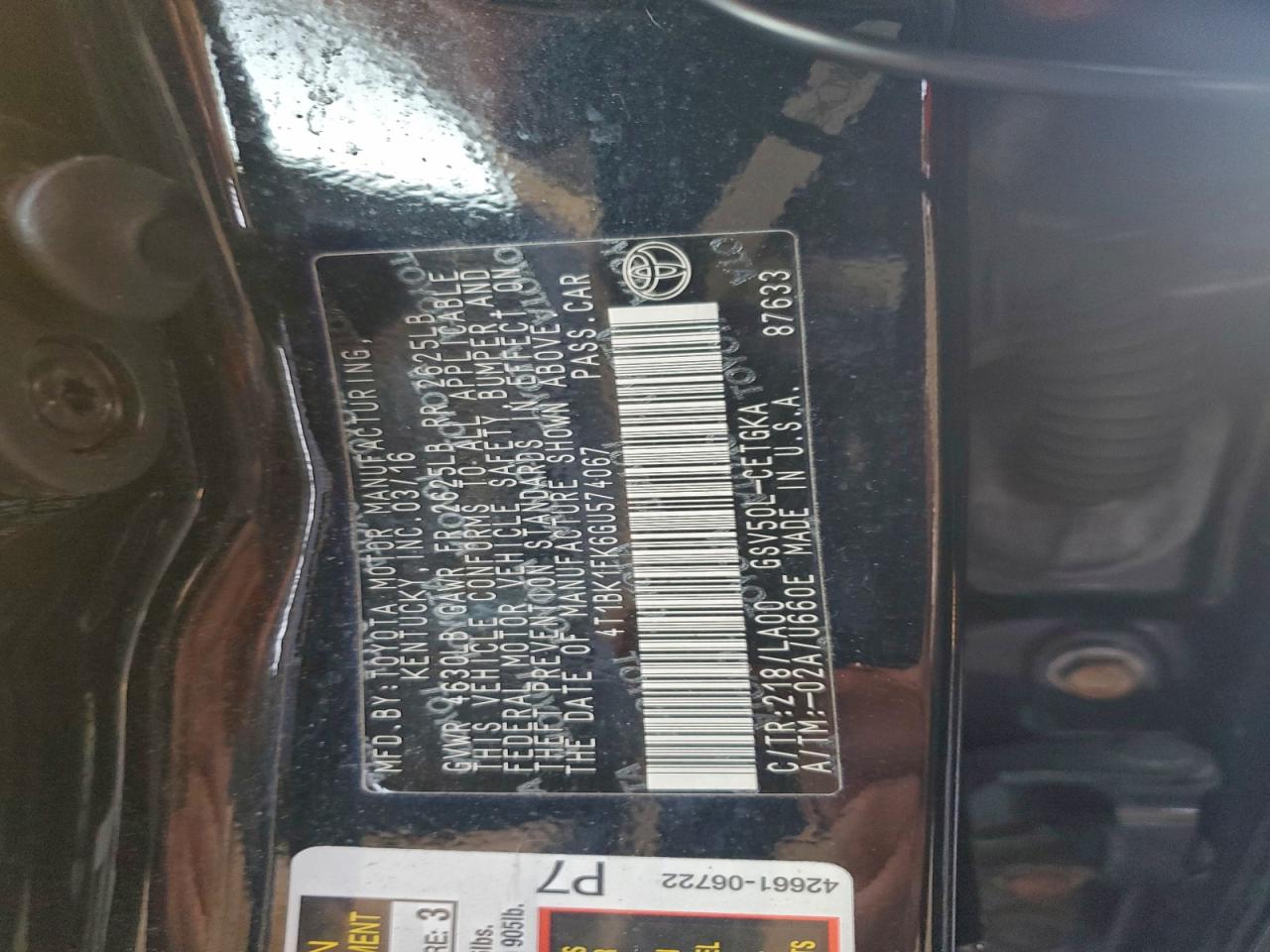 2016 TOYOTA CAMRY XSE photo 12