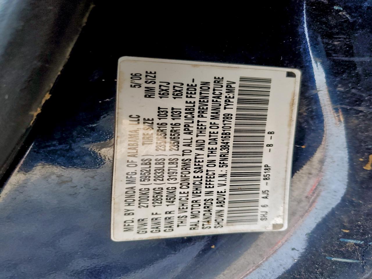 2006 HONDA ODYSSEY EX photo 13