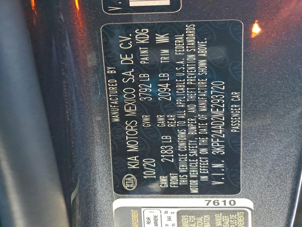 2021 KIA FORTE FE photo 12