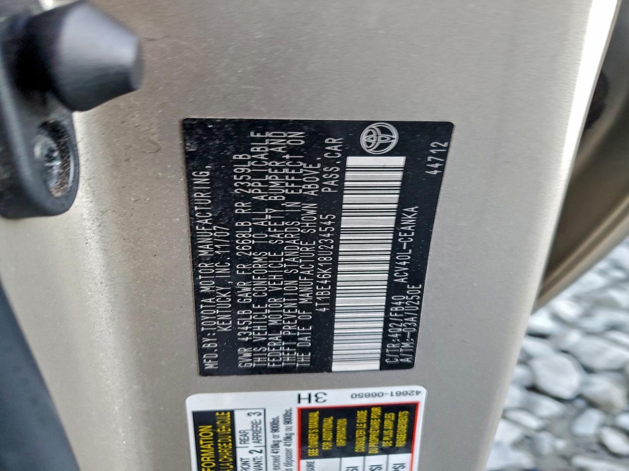 2008 TOYOTA CAMRY CE photo 12