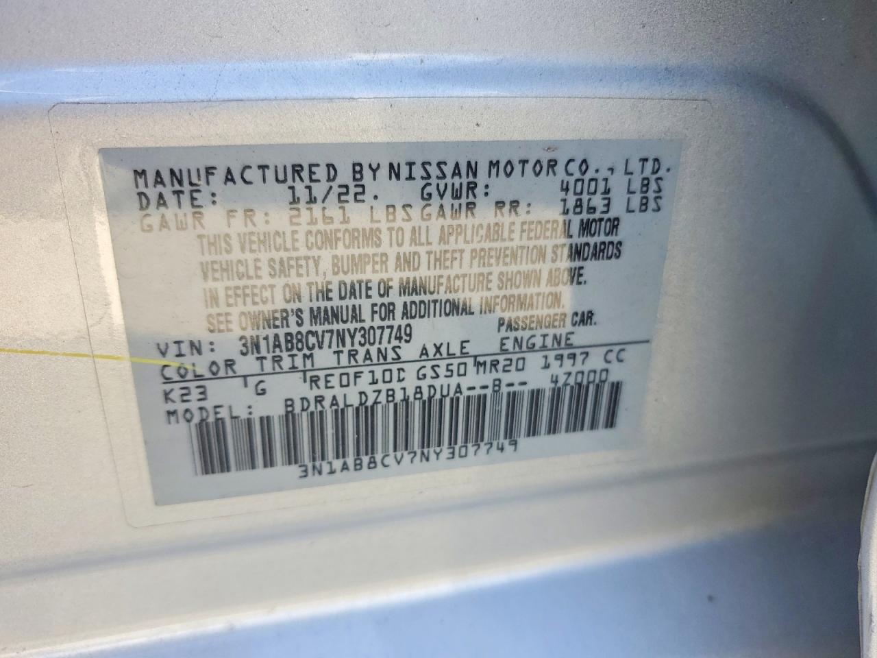 2022 NISSAN SENTRA SV photo 12