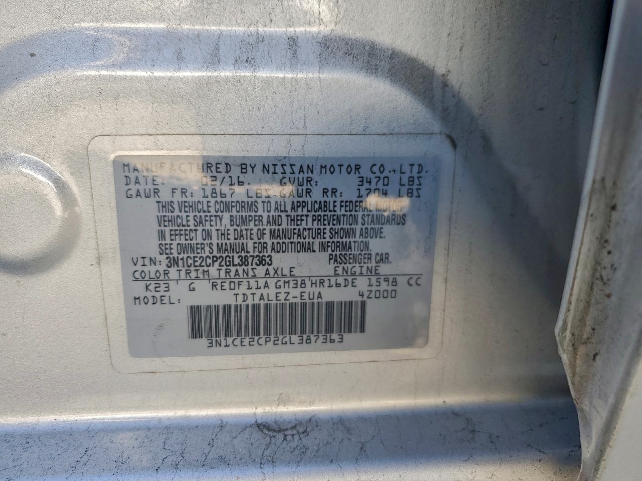 2016 NISSAN VERSA NOTE S photo 12