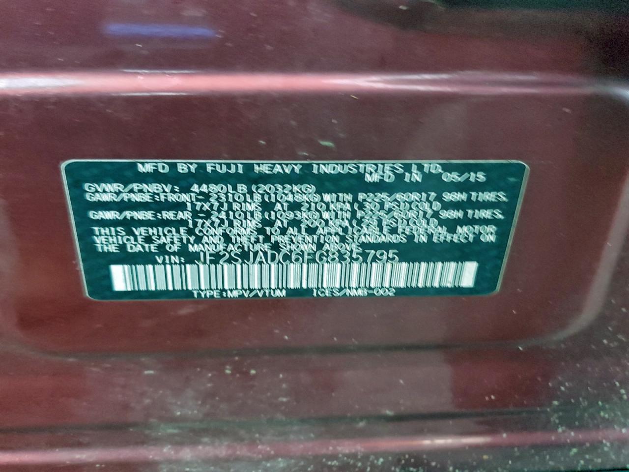 2015 SUBARU FORESTER 2.5I PREMIUM photo 14