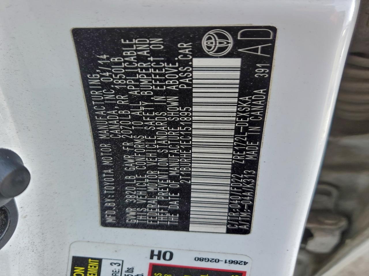 2014 TOYOTA COROLLA L photo 12