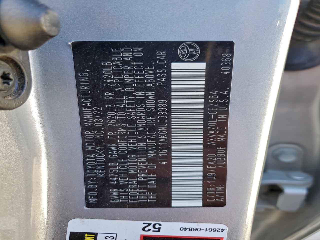 2022 TOYOTA CAMRY SE photo 12
