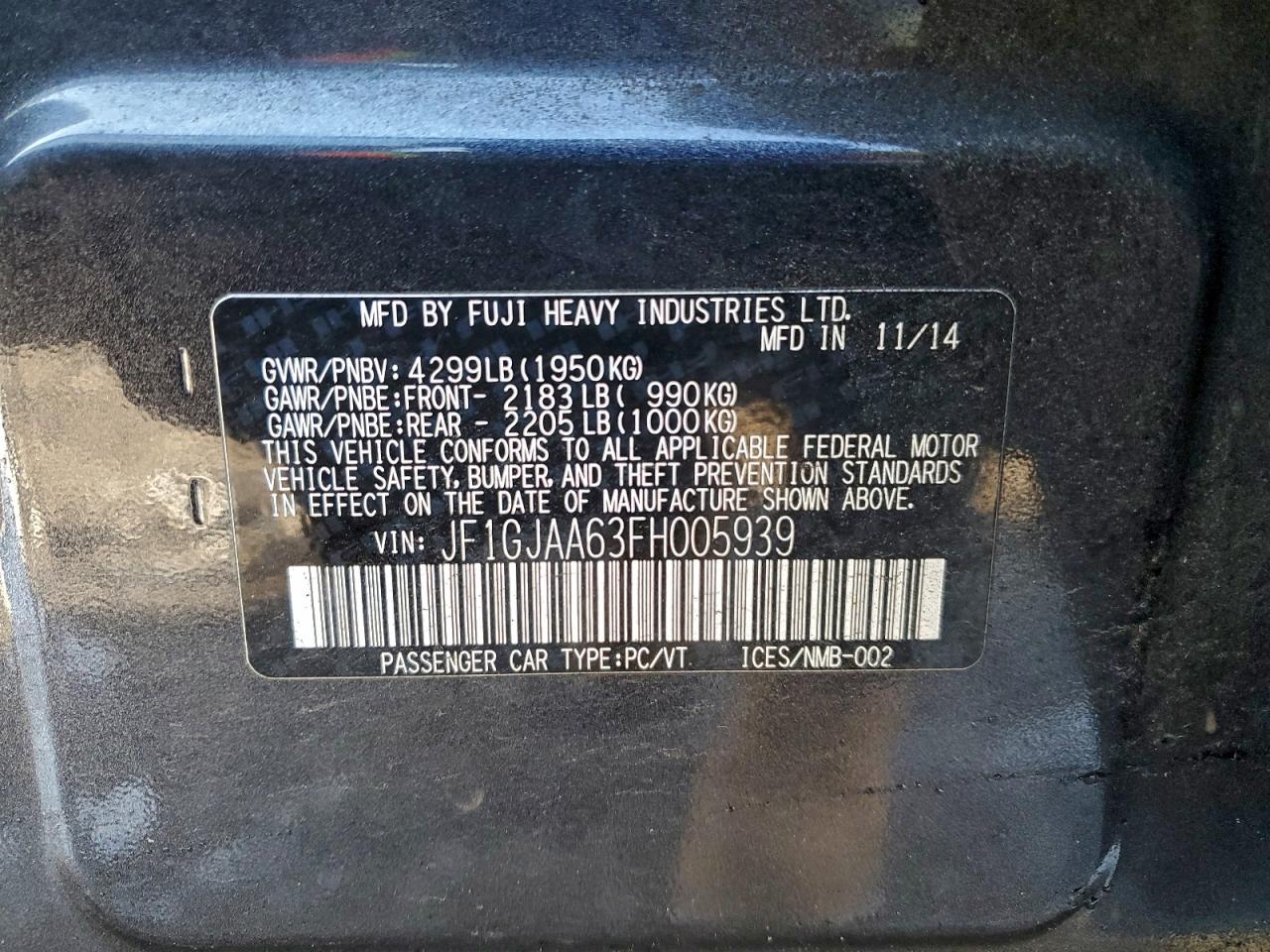 2015 SUBARU IMPREZA photo 13