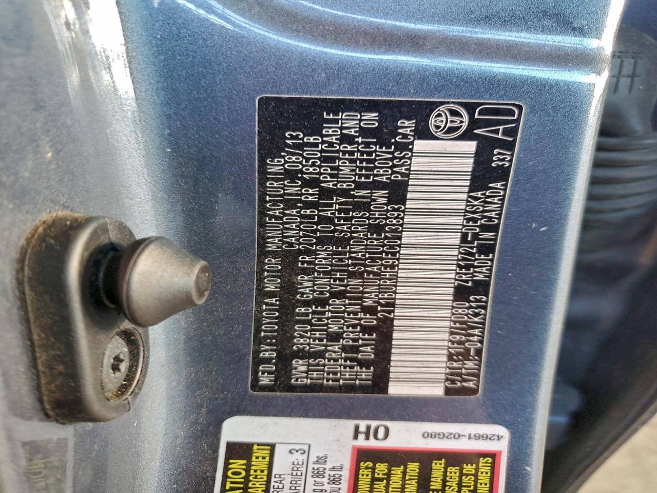 2014 TOYOTA COROLLA L photo 13