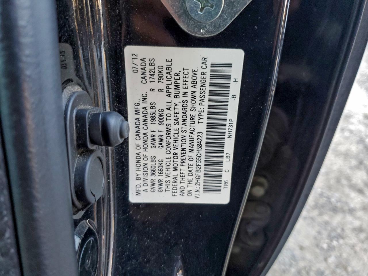 2012 HONDA CIVIC LX photo 12