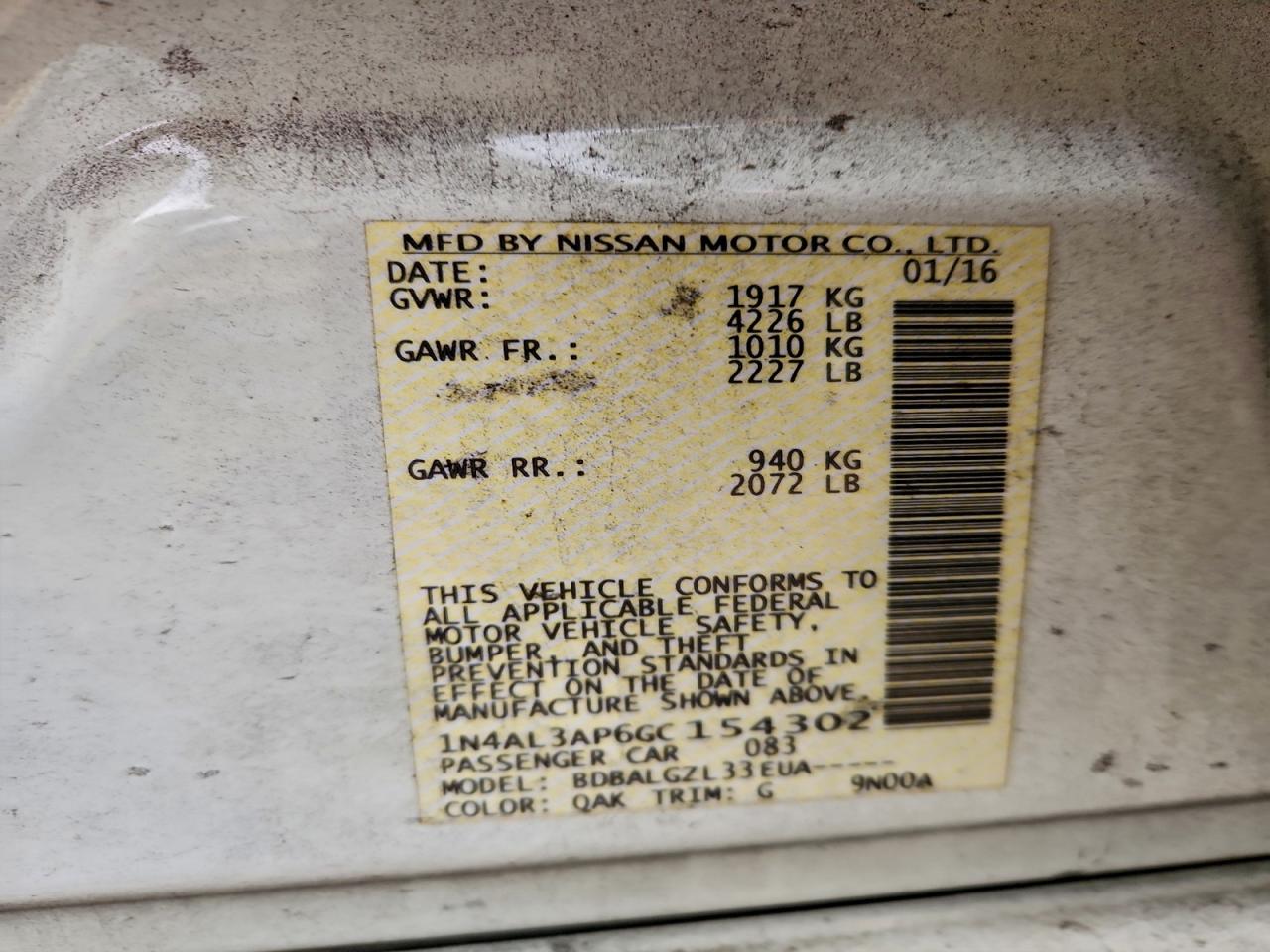 2016 NISSAN ALTIMA 2.5 photo 13
