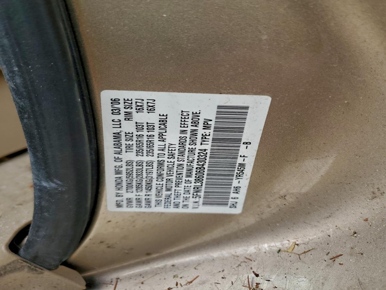 2006 HONDA ODYSSEY EXL photo 13