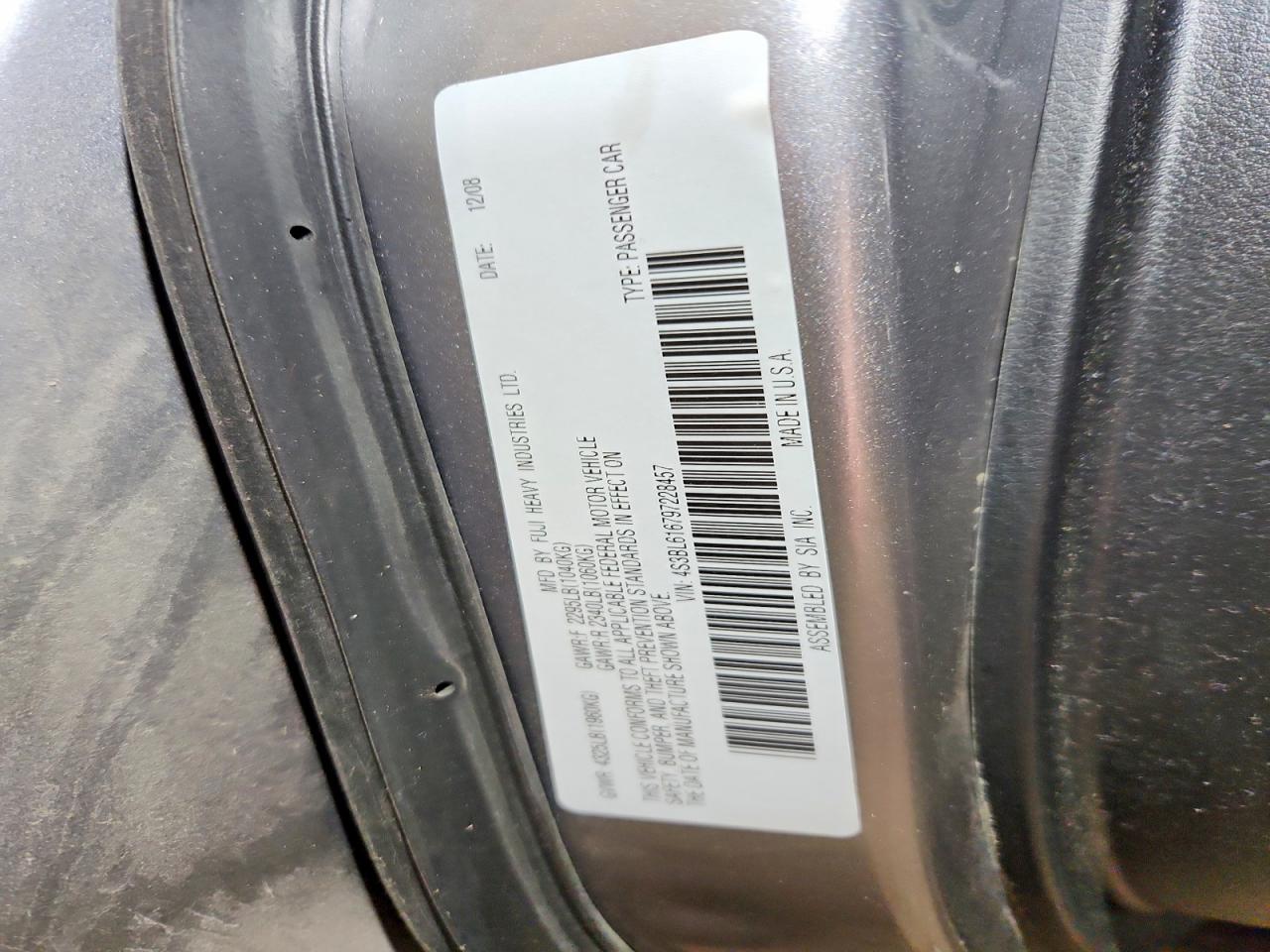 2009 SUBARU LEGACY 2.5I photo 12