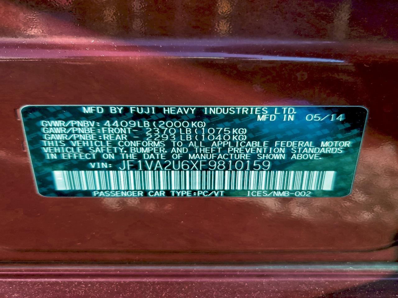 2015 SUBARU WRX STI LIMITED photo 12