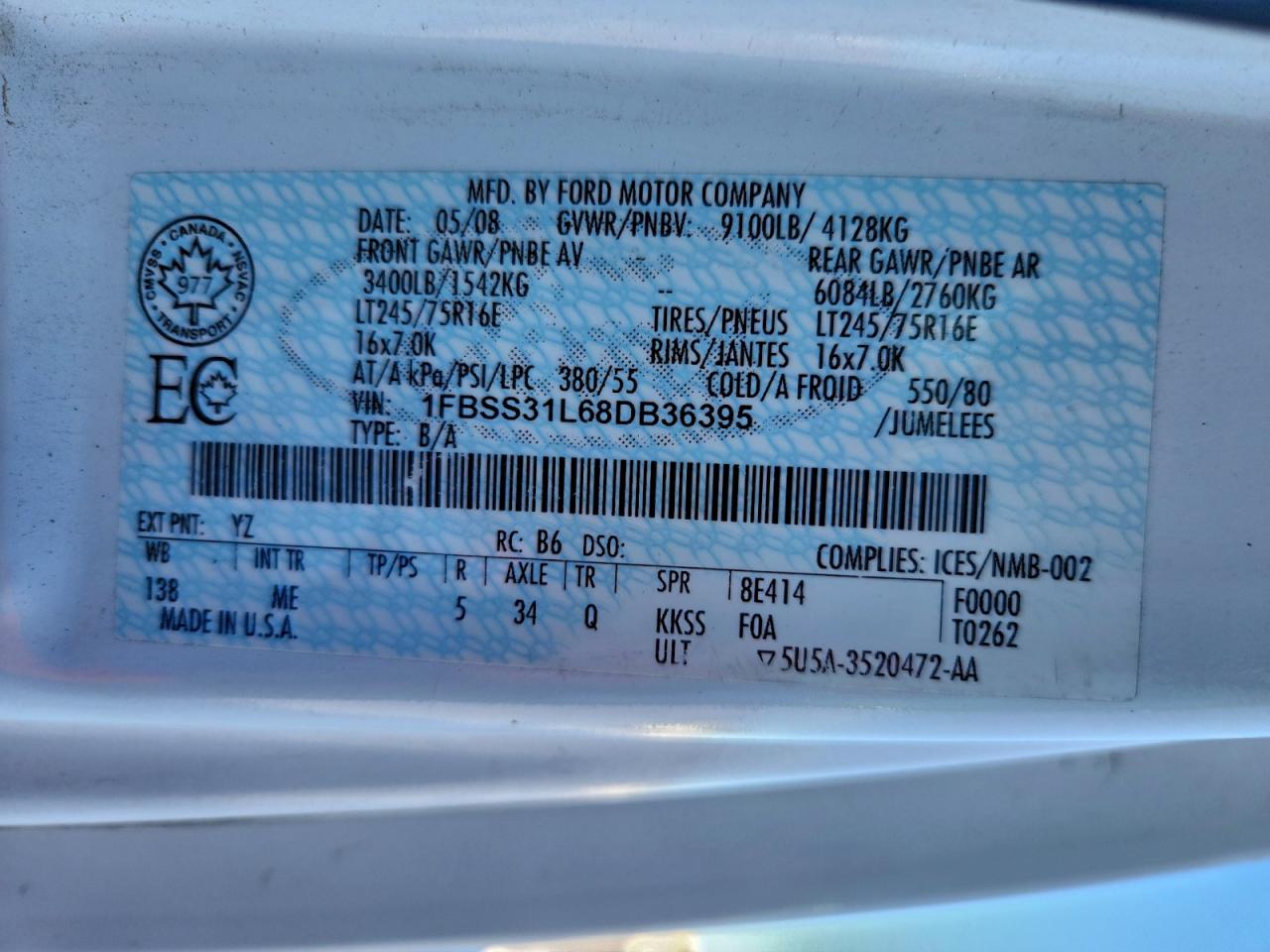 2008 FORD ECONOLINE E350 SUPER DUTY WAGON photo 10