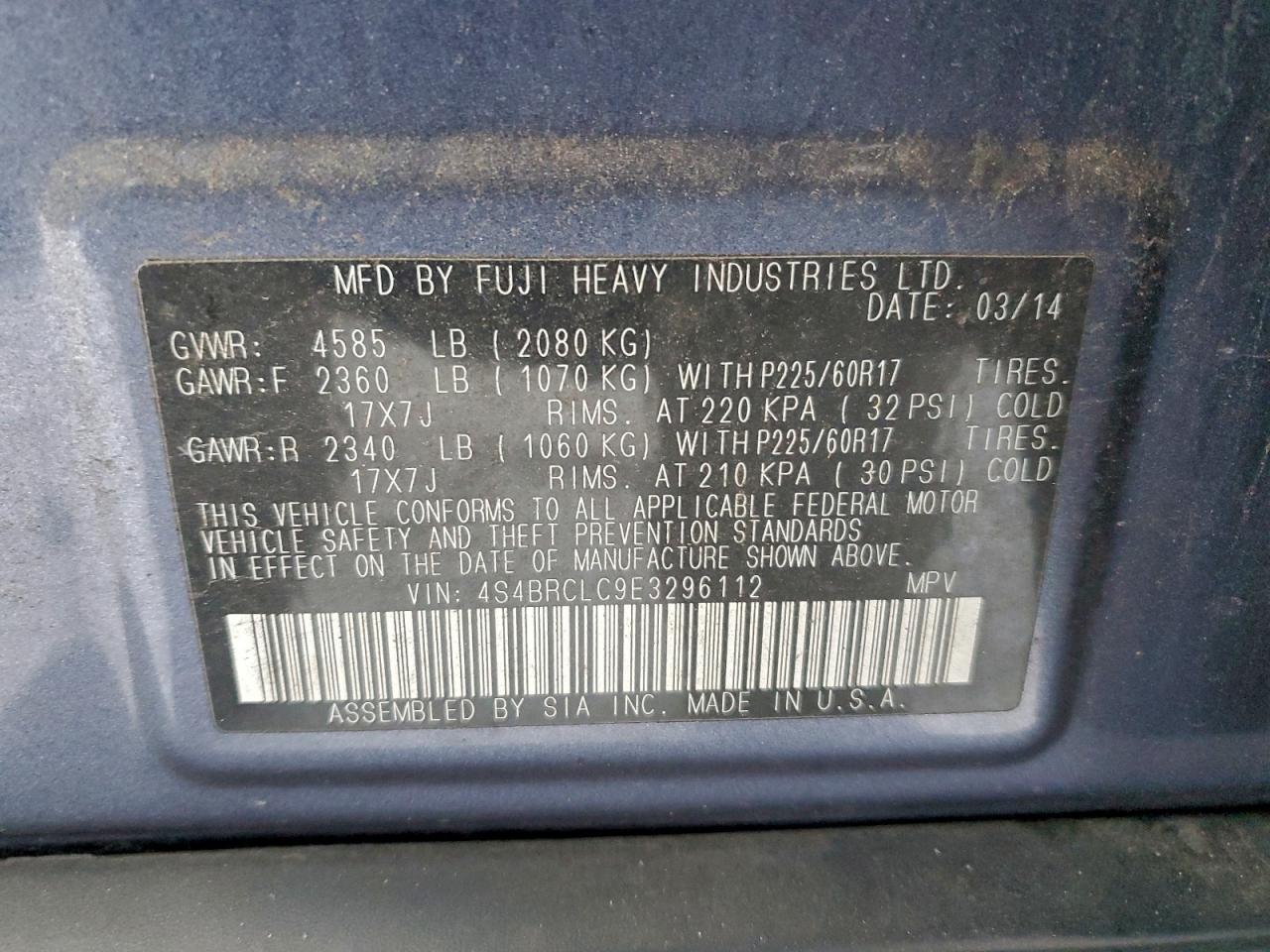 2014 SUBARU OUTBACK 2.5I LIMITED photo 13