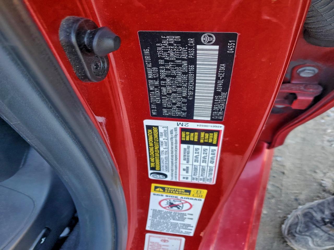2010 TOYOTA CAMRY BASE photo 12