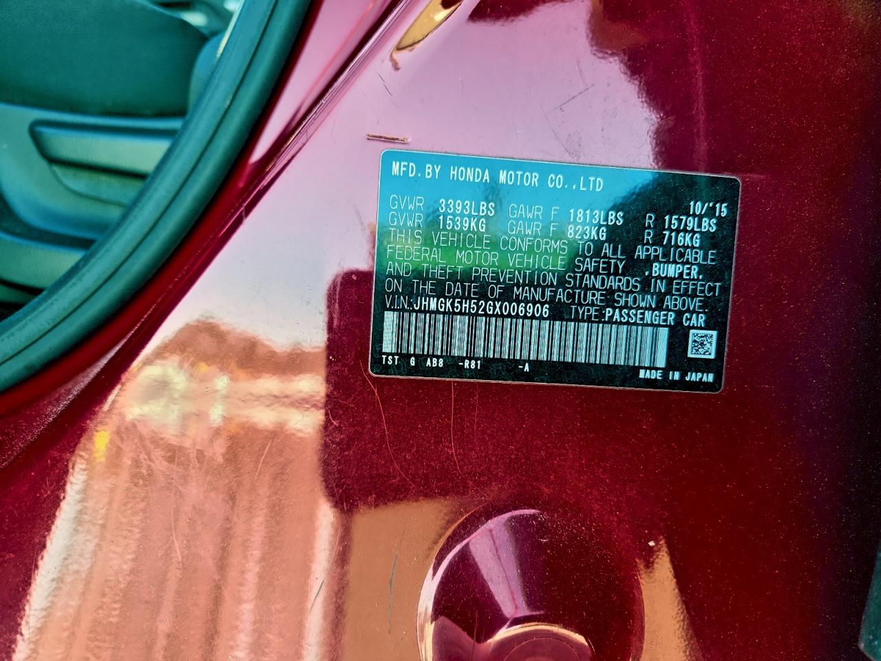 2016 HONDA FIT LX photo 12