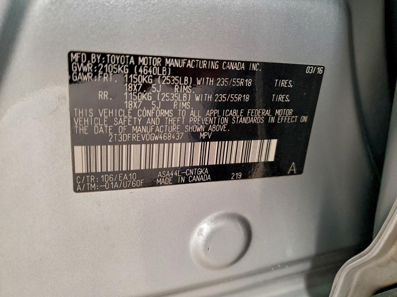 2016 TOYOTA RAV4 LIMITED photo 13