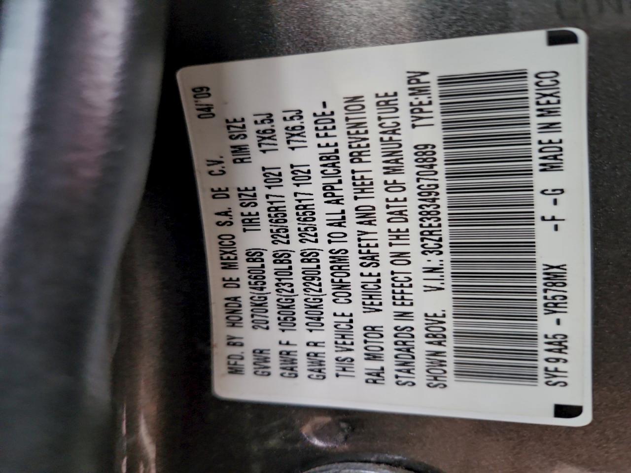 2009 HONDA CR-V LX photo 14
