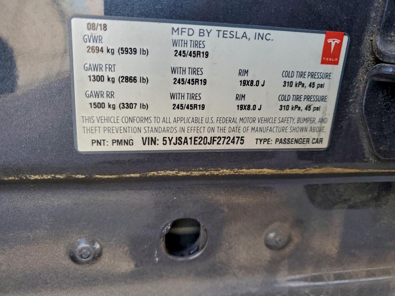 2018 TESLA MODEL S photo 12
