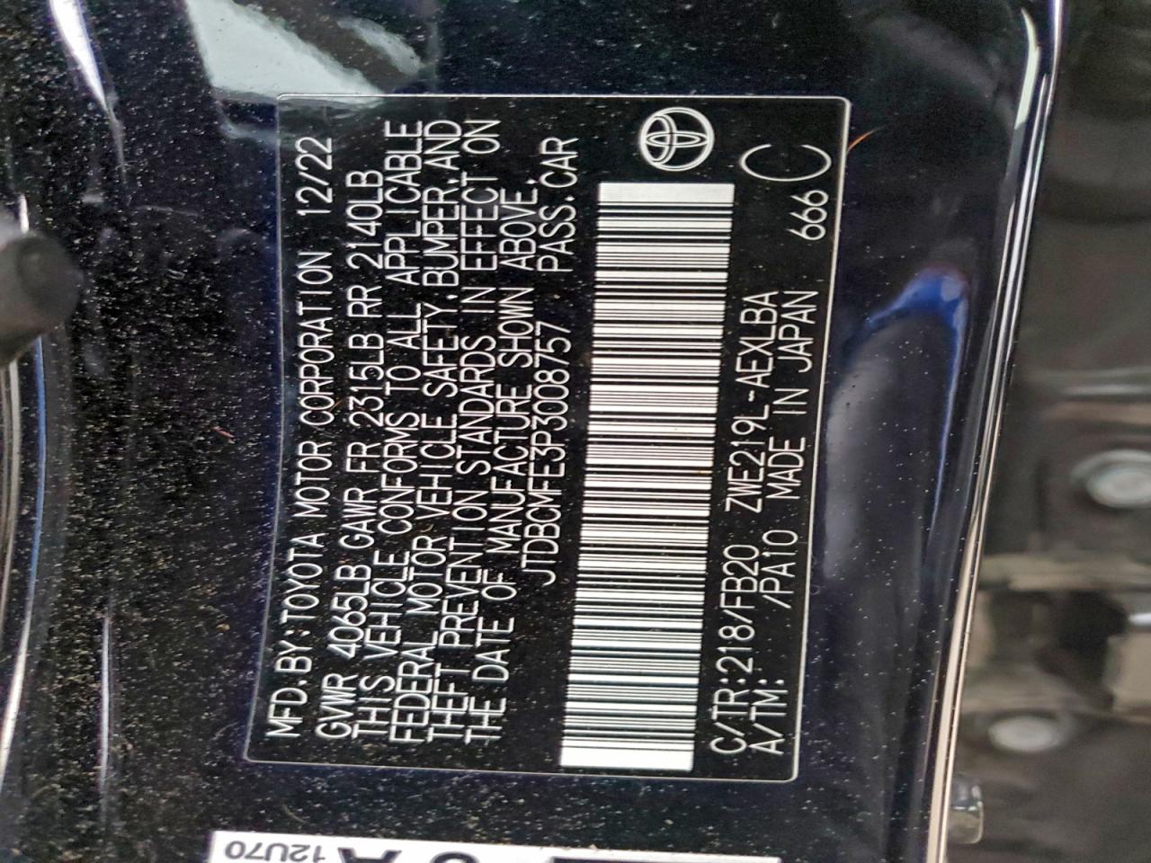 2023 TOYOTA COROLLA LE photo 12