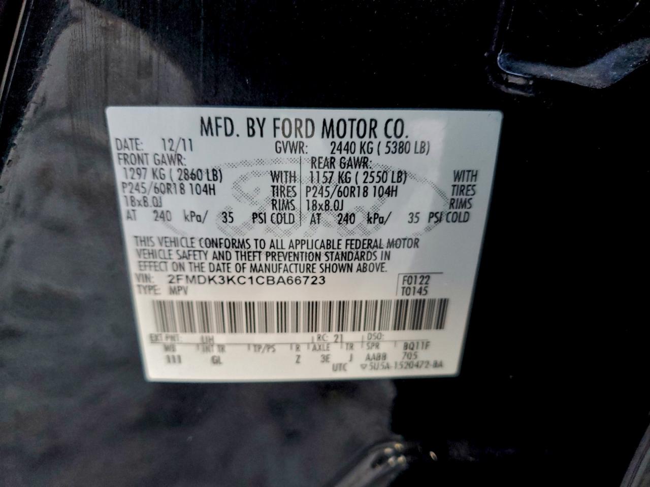 2012 FORD EDGE LIMITED photo 12