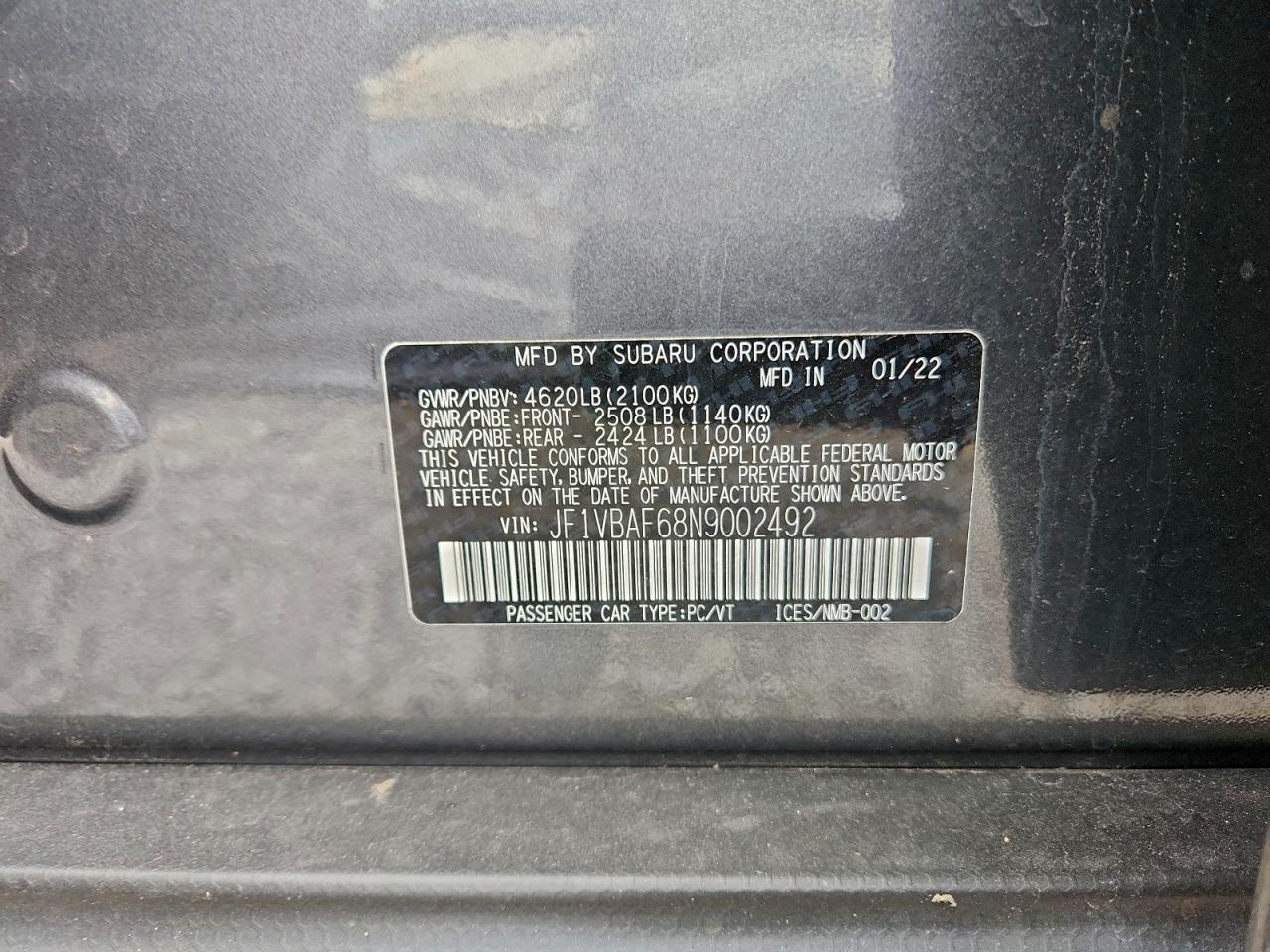 2022 SUBARU WRX PREMIUM photo 12