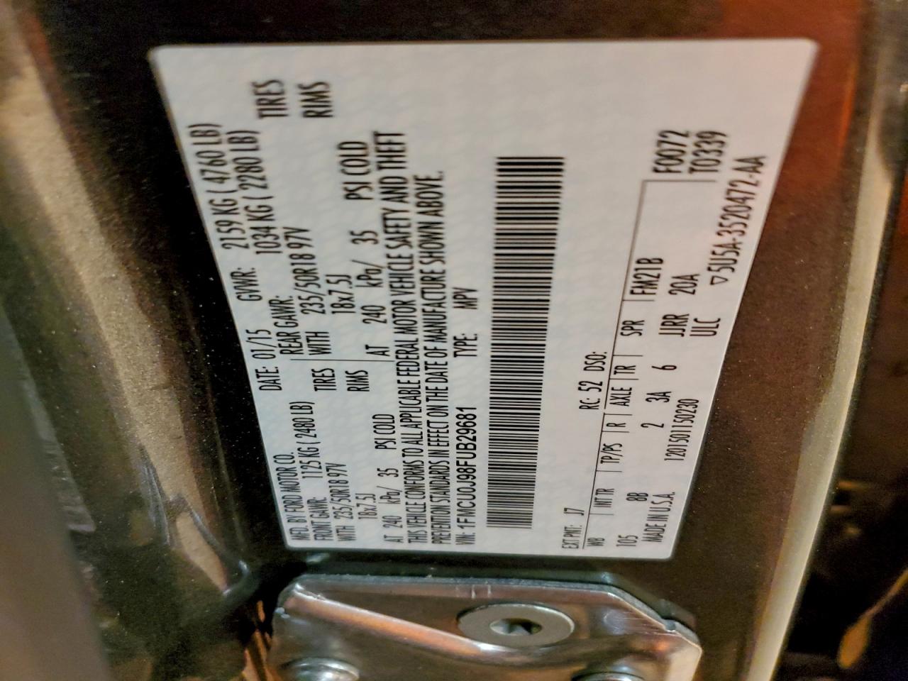 2015 FORD ESCAPE TITANIUM photo 14