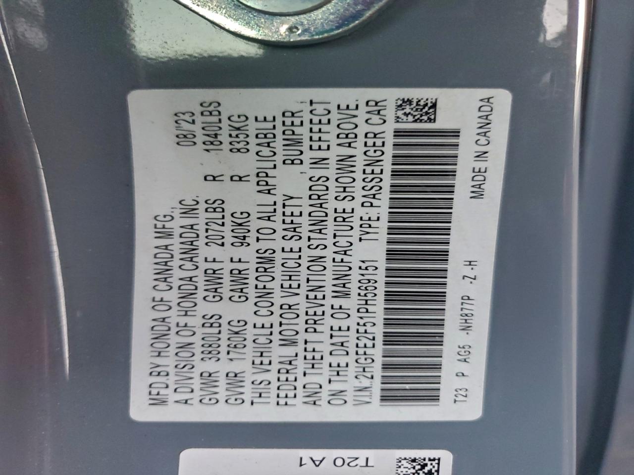 2023 HONDA CIVIC SPORT photo 12