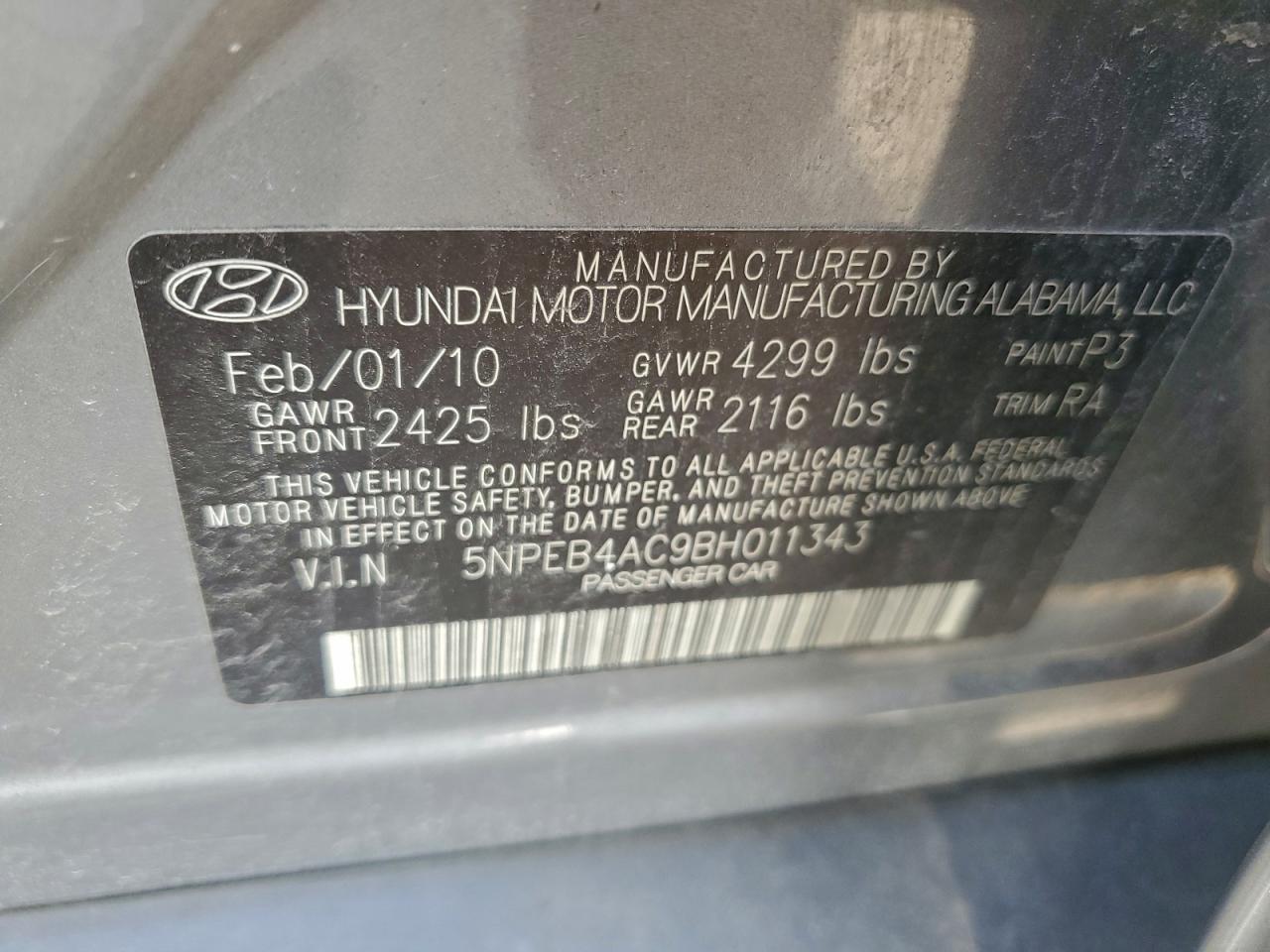 2011 HYUNDAI SONATA GLS photo 12