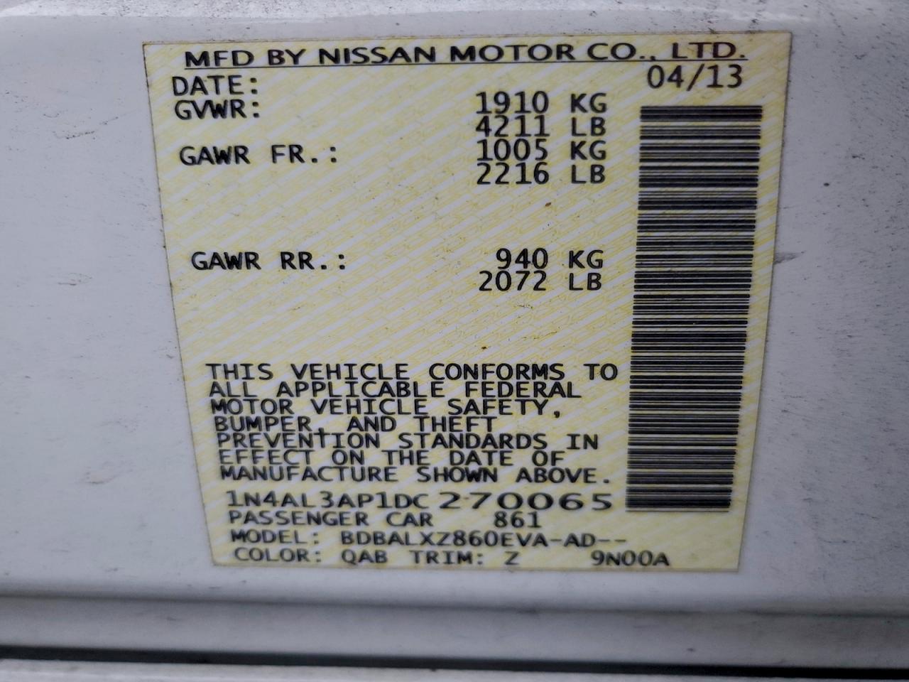 2013 NISSAN ALTIMA 2.5 photo 12