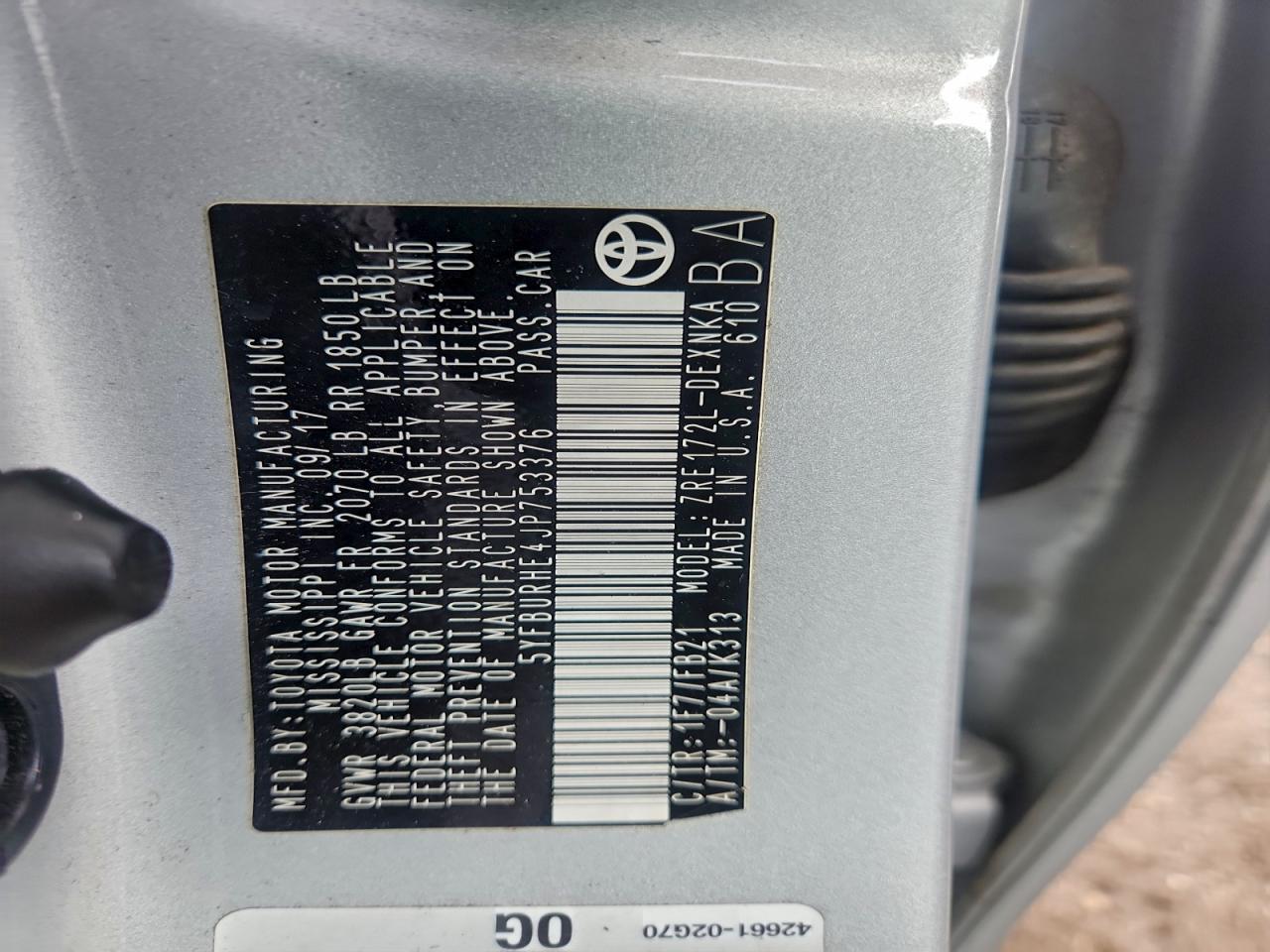 2018 TOYOTA COROLLA L photo 12