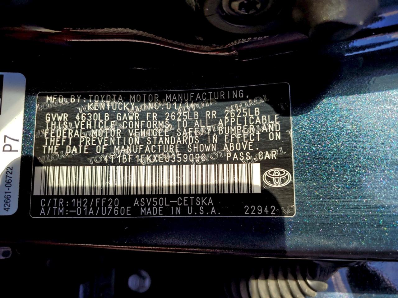 2014 TOYOTA CAMRY L photo 12