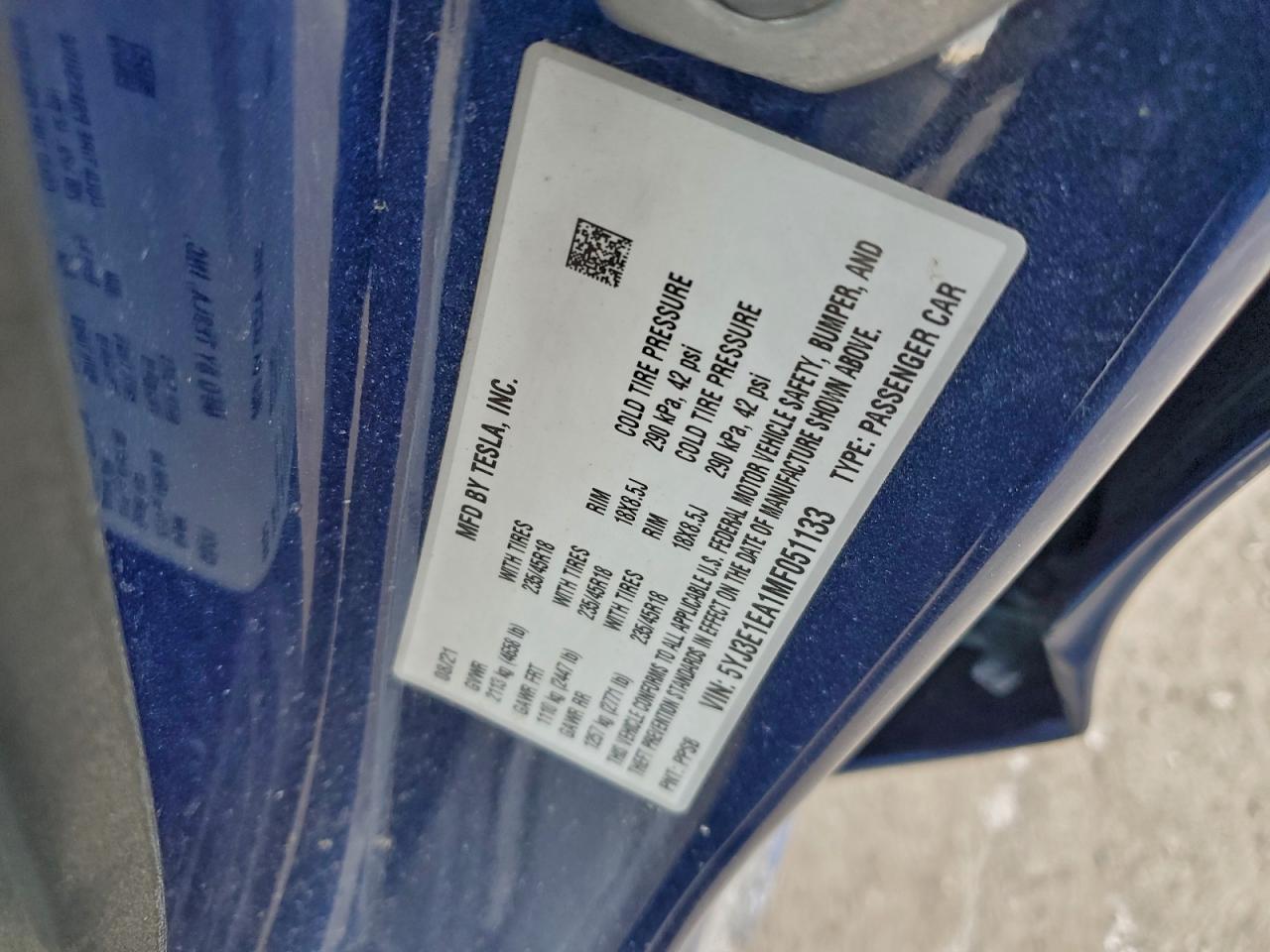 2021 TESLA MODEL 3 photo 12