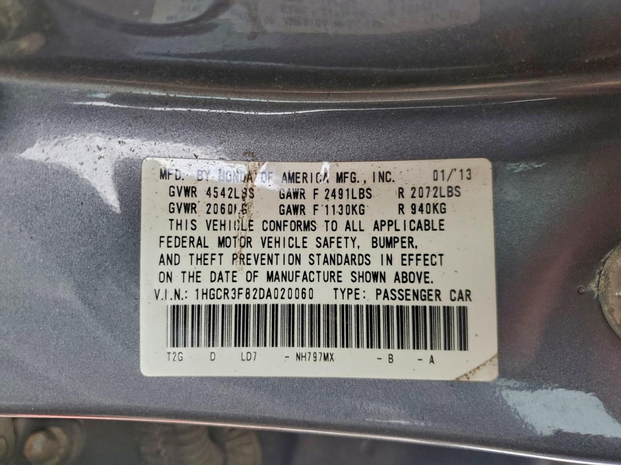 2013 HONDA ACCORD EXL photo 12