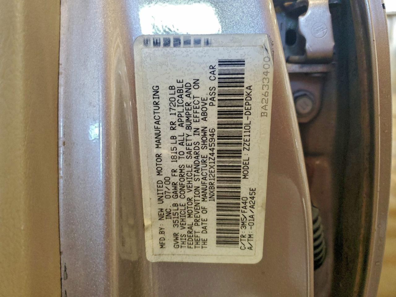 2001 TOYOTA COROLLA CE photo 12