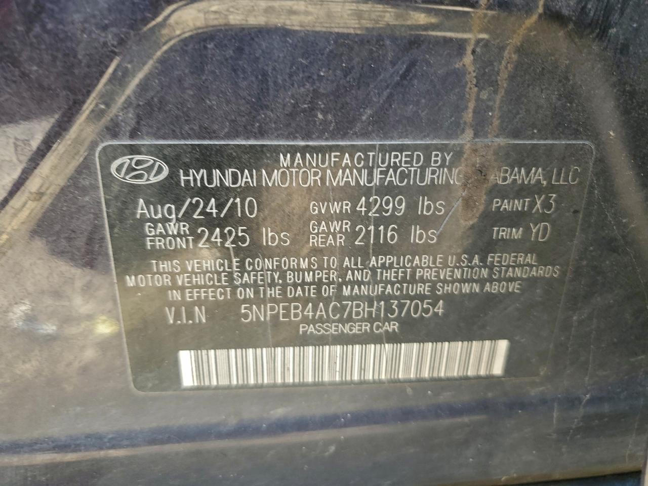 2011 HYUNDAI SONATA GLS photo 12