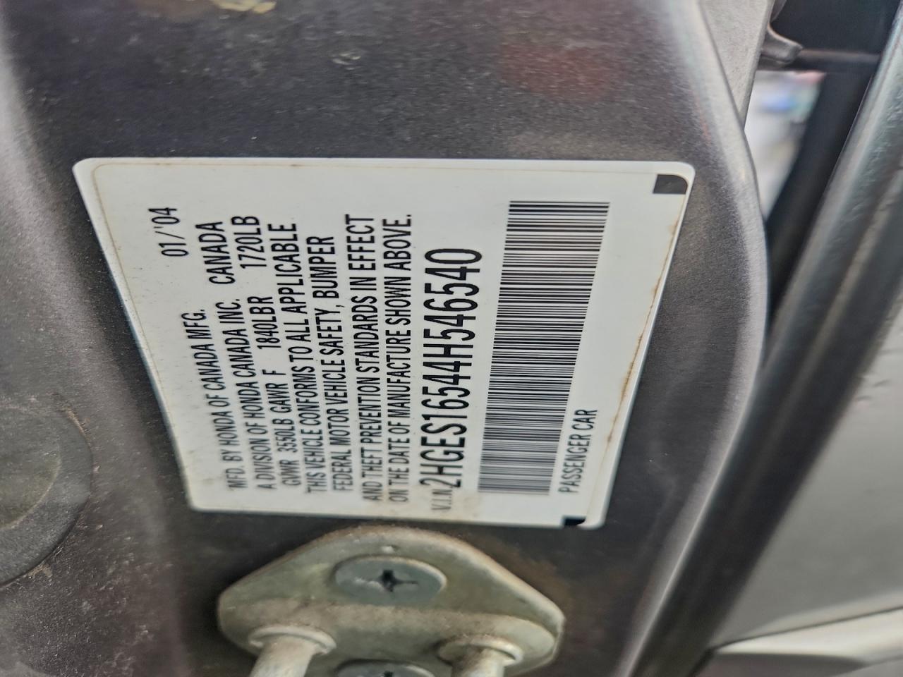 2004 HONDA CIVIC LX photo 12