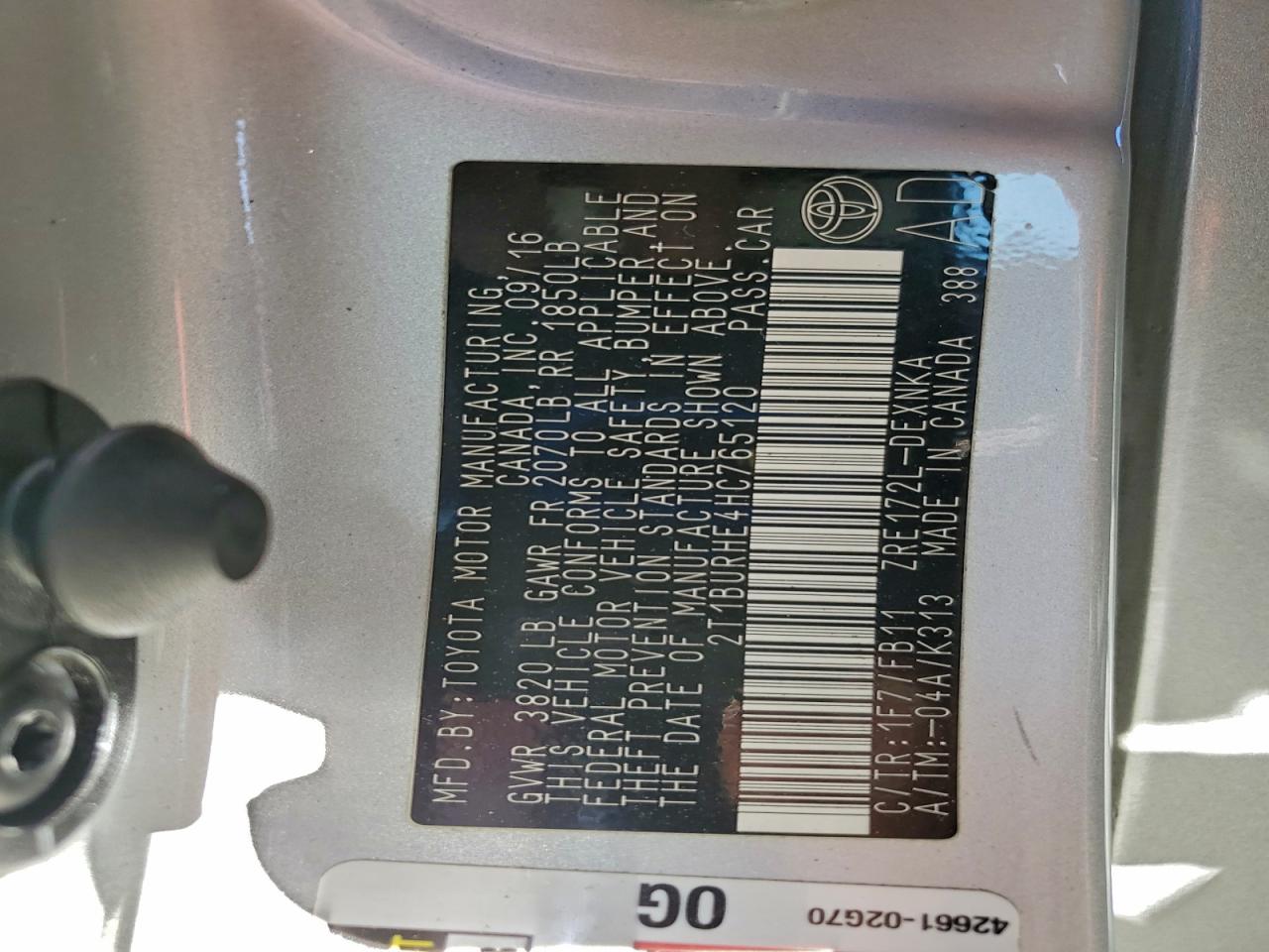 2017 TOYOTA COROLLA L photo 13