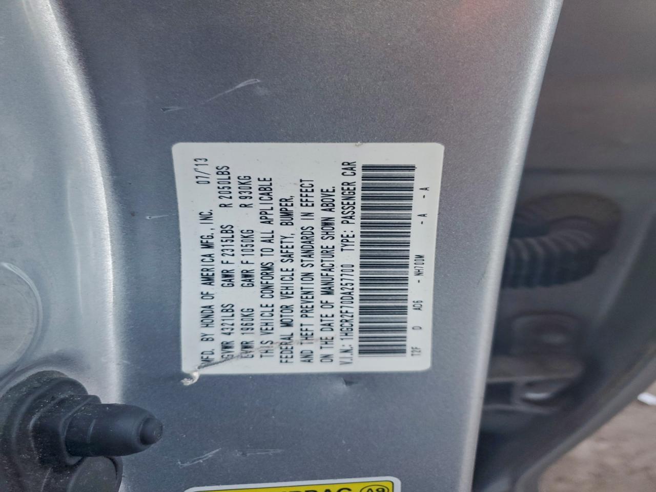 2013 HONDA ACCORD EX photo 23