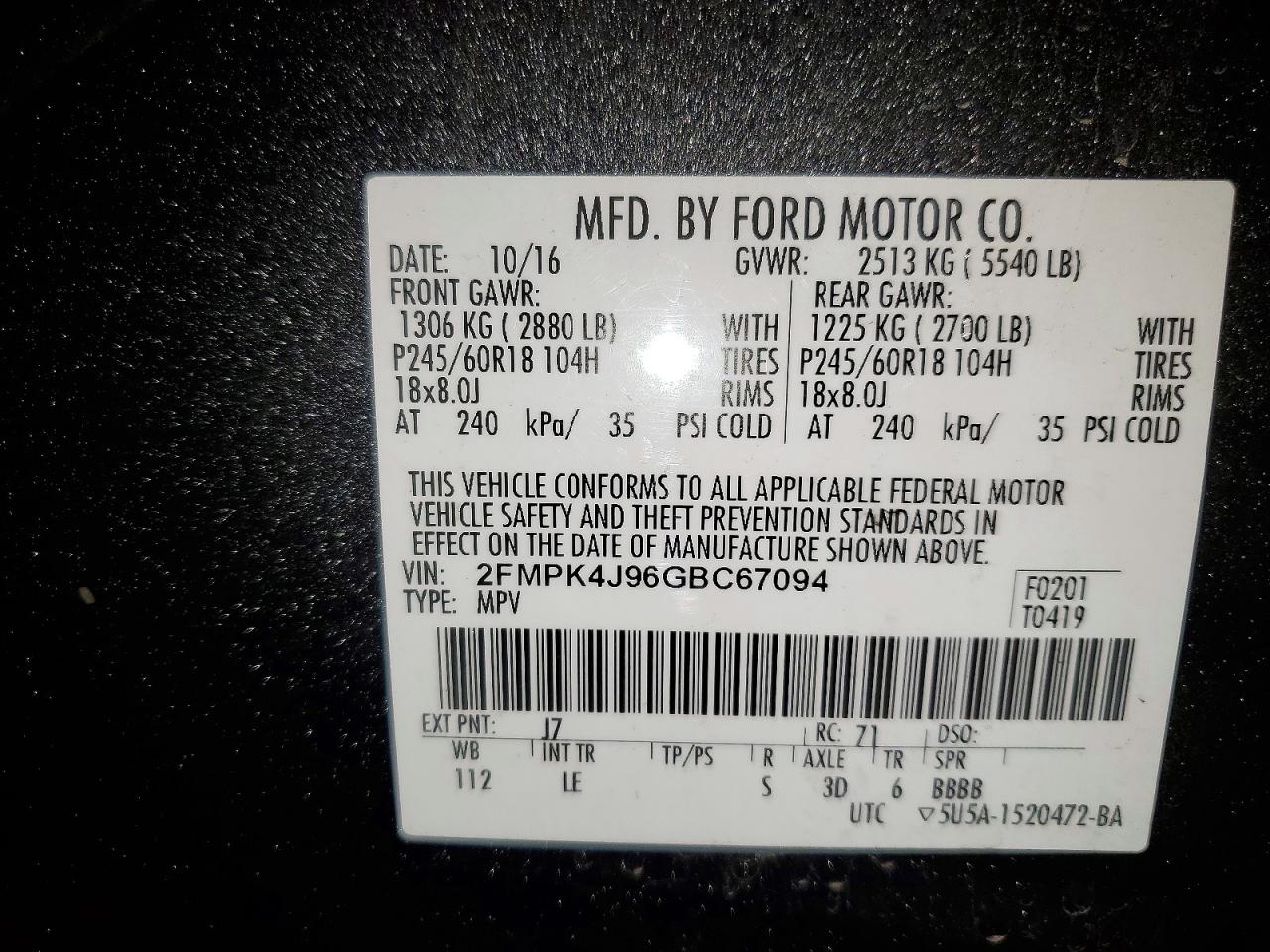 2016 FORD EDGE SEL photo 25