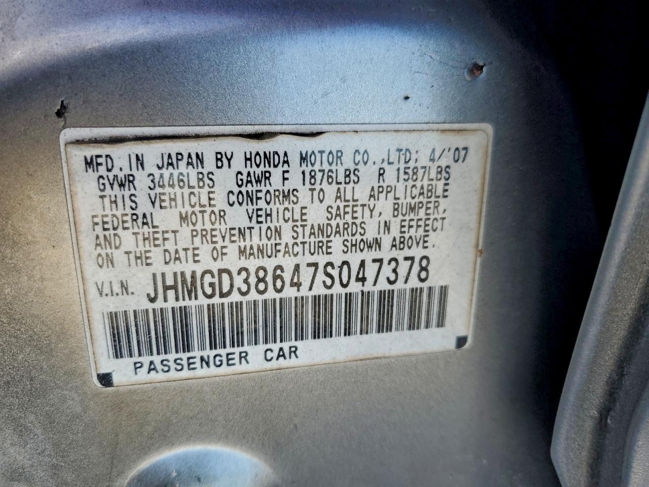 2007 HONDA FIT S photo 23