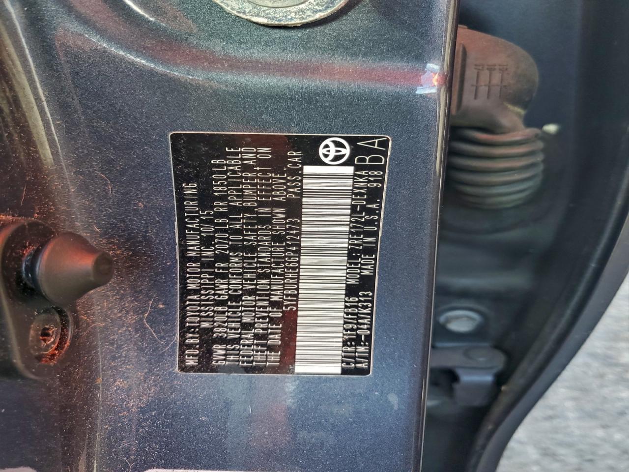 2016 TOYOTA COROLLA L photo 12