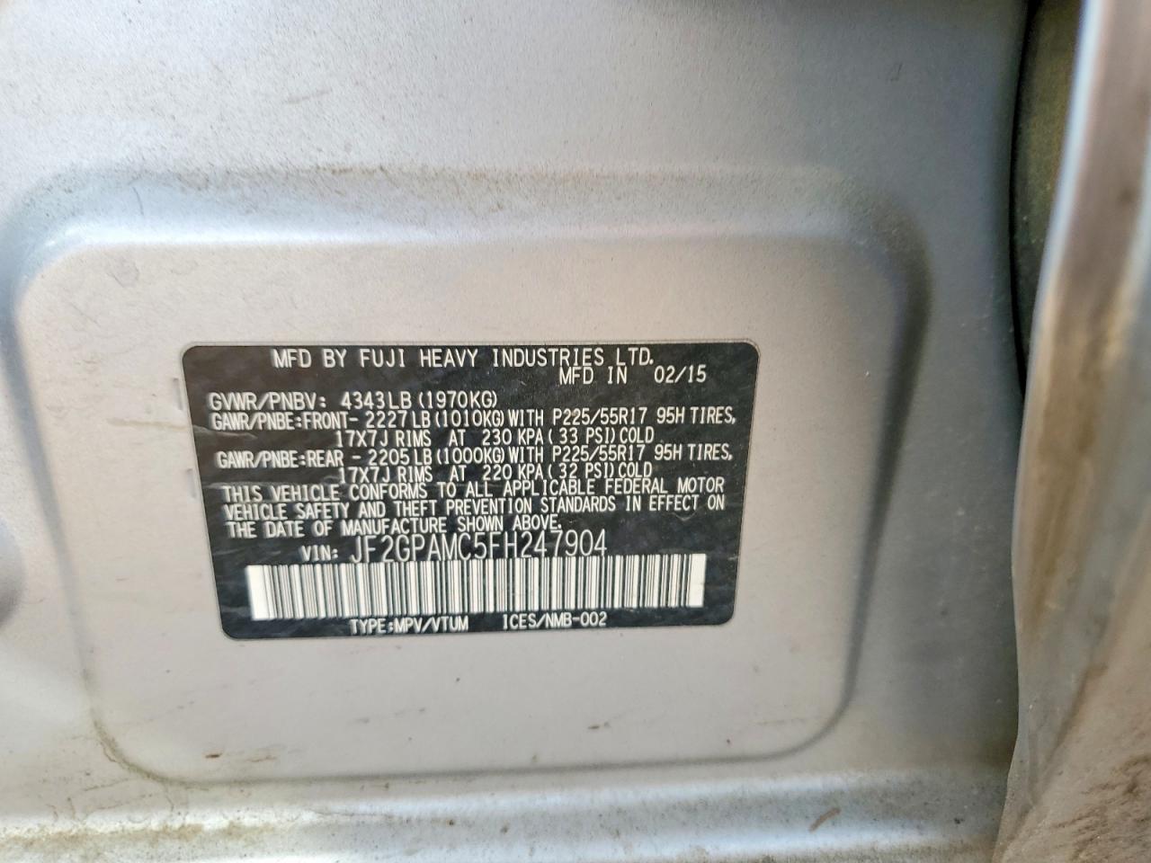 2015 SUBARU XV CROSSTREK 2.0 LIMITED photo 12