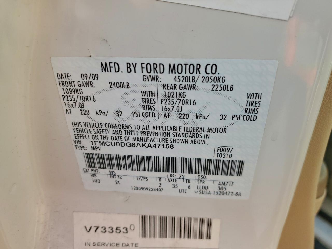 2010 FORD ESCAPE XLT photo 13