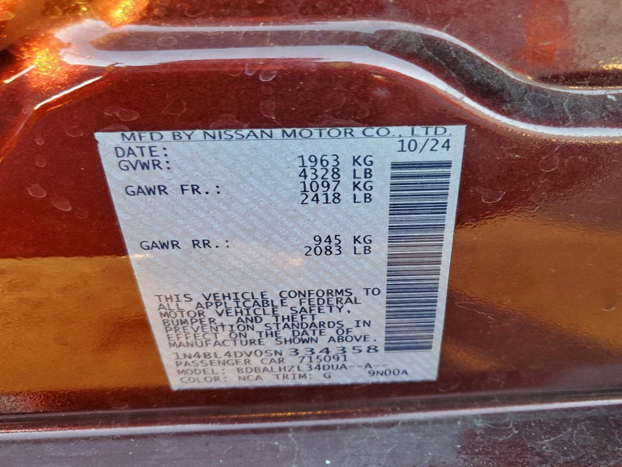 2025 NISSAN ALTIMA SV photo 13