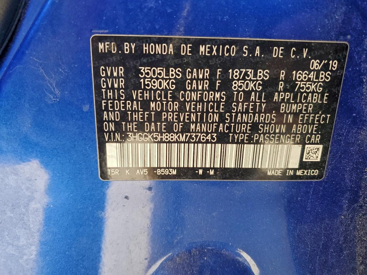 2019 HONDA FIT EX photo 13