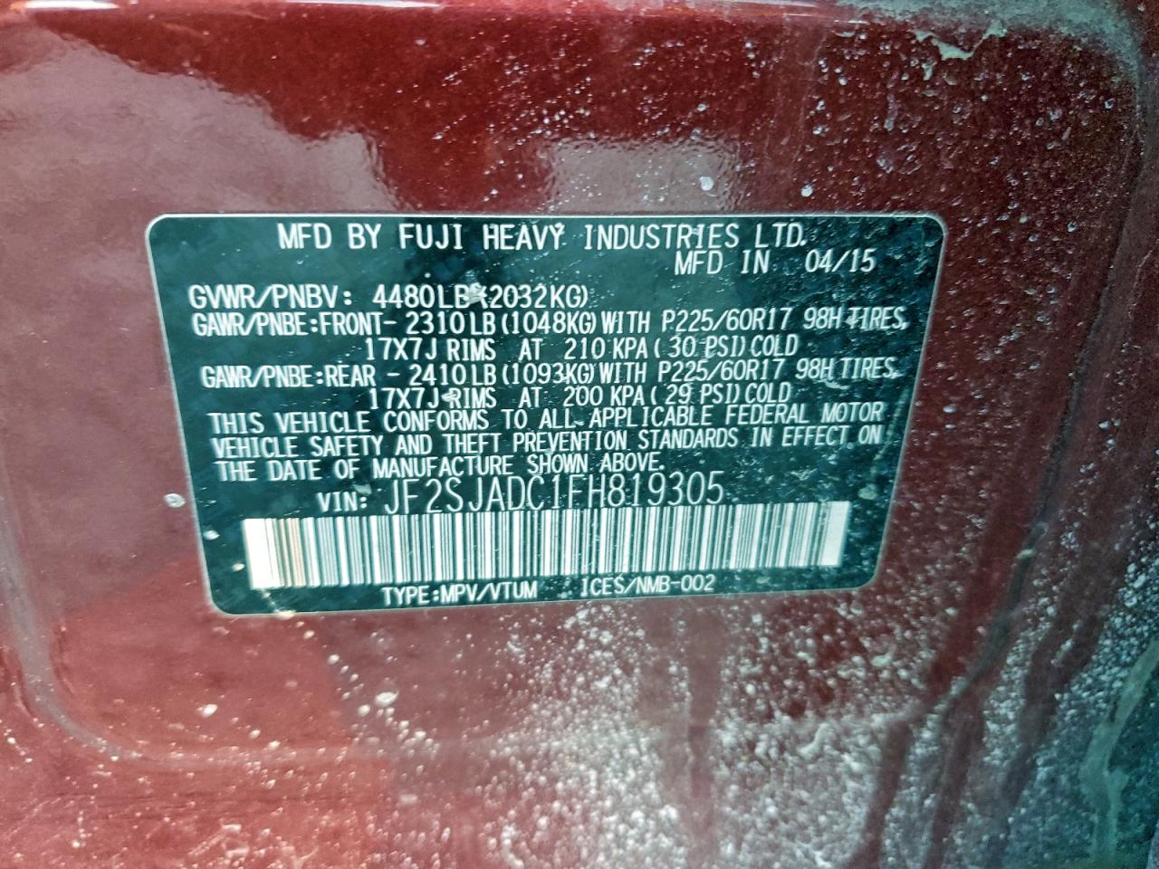 2015 SUBARU FORESTER 2.5I PREMIUM photo 13