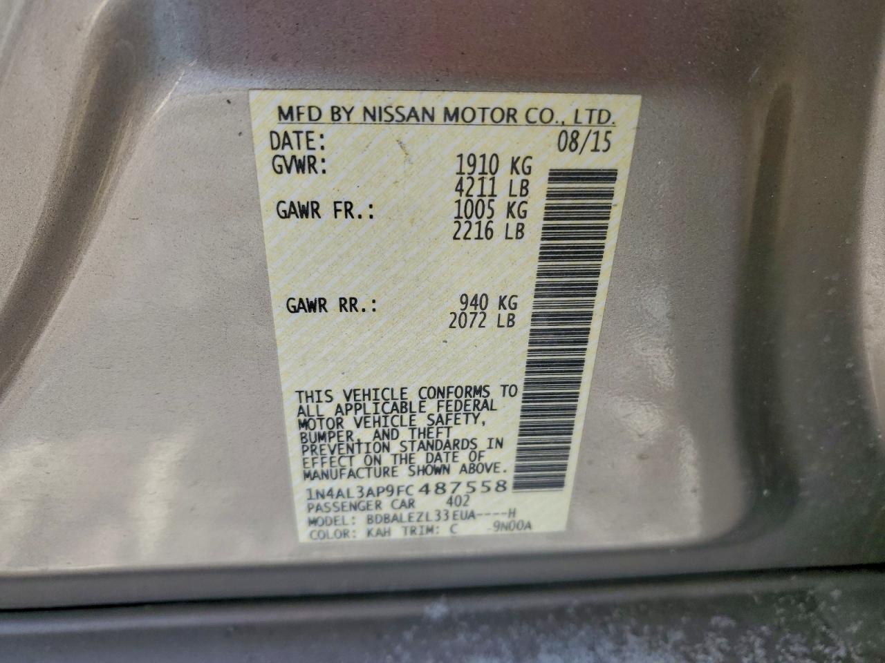 2015 NISSAN ALTIMA 2.5 photo 12