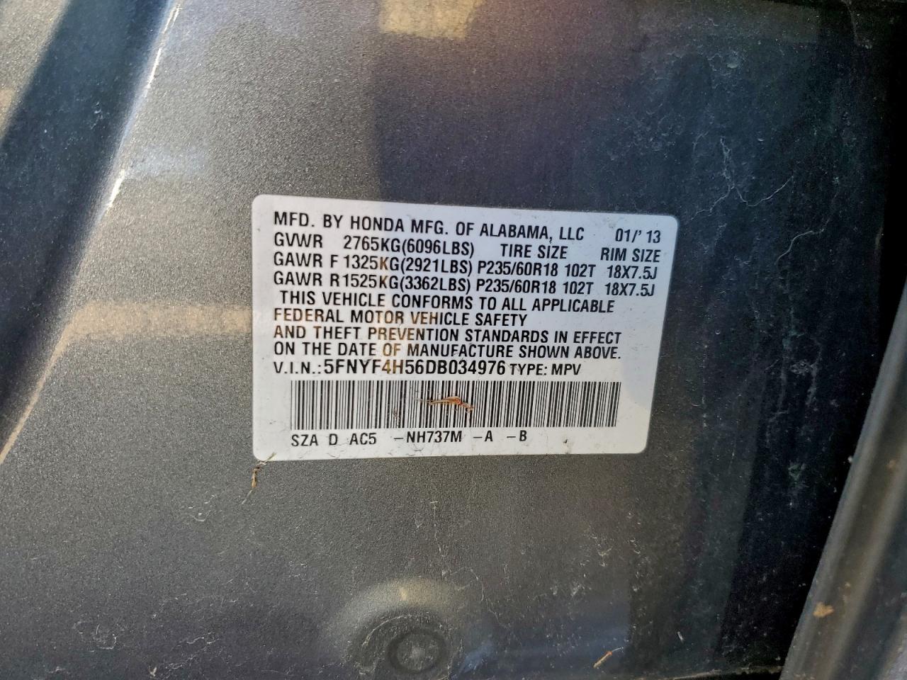 2013 HONDA PILOT EXL photo 13
