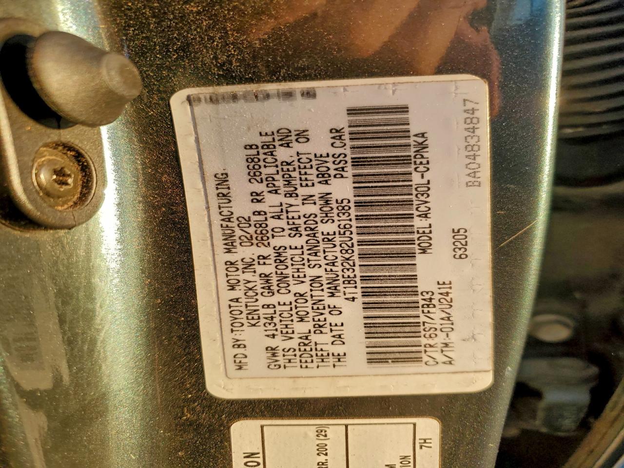 2002 TOYOTA CAMRY LE photo 23